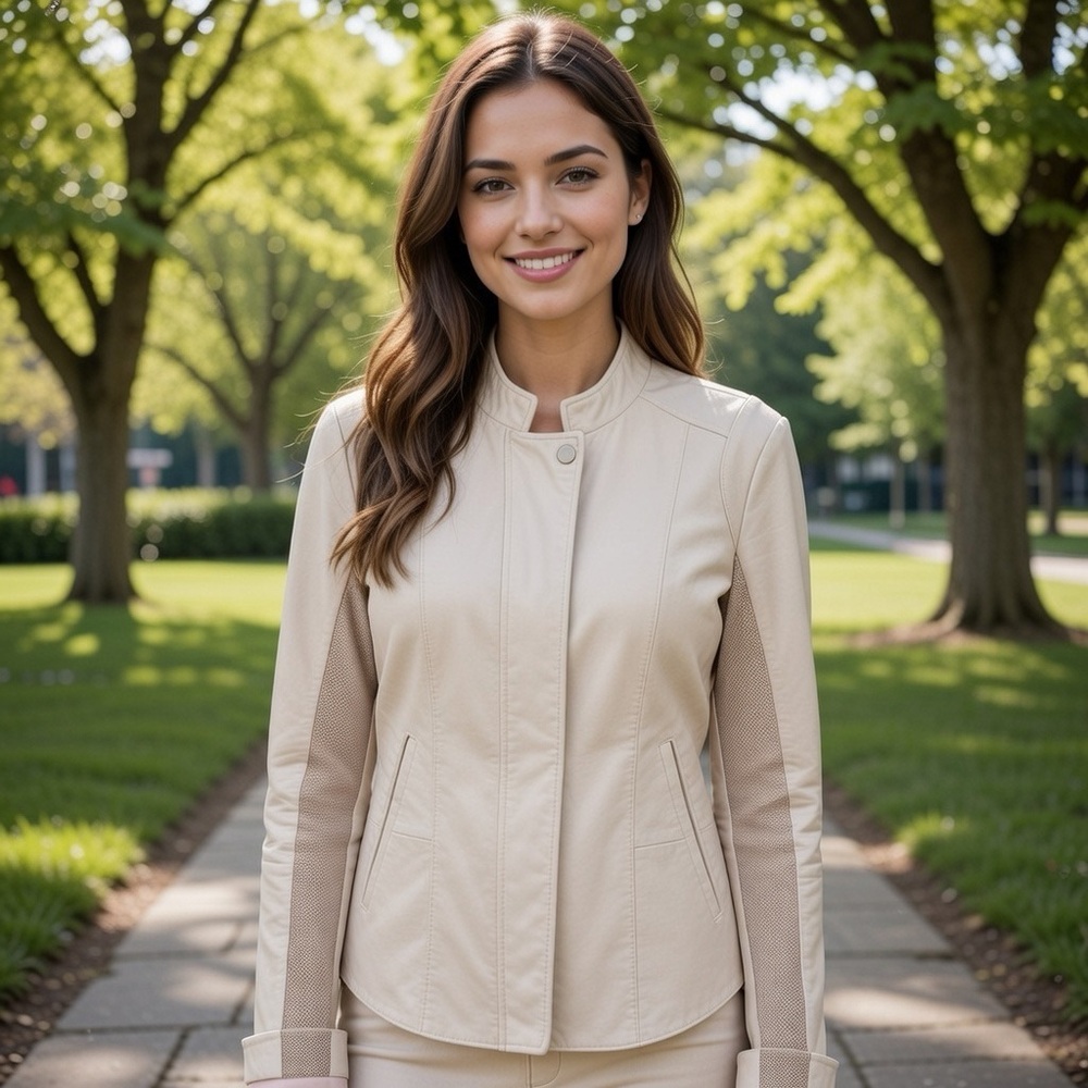 Free‎ People Cream Leather Jacket